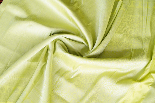 Lime Green Banarasi Brocade Saree with silver zari PC1301 freeshipping - Parijat Collections