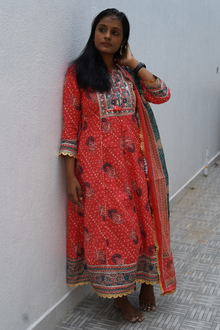 Ready made Anarkali Cotton Kurti set PC5552 freeshipping - Parijat Collections