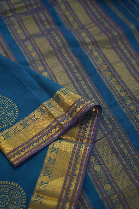 Block Printed Kanchi Silk Cotton Saree PC6335 freeshipping - Parijat Collections