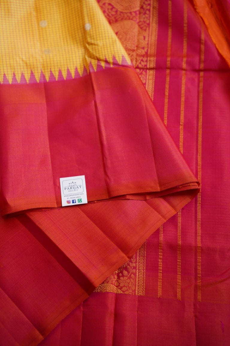 Mustard Yellow Gadwal Silk Saree PC9432