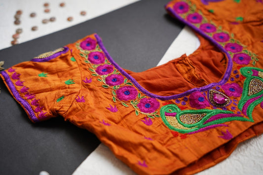 Embroidery Silk Blouse PC6493