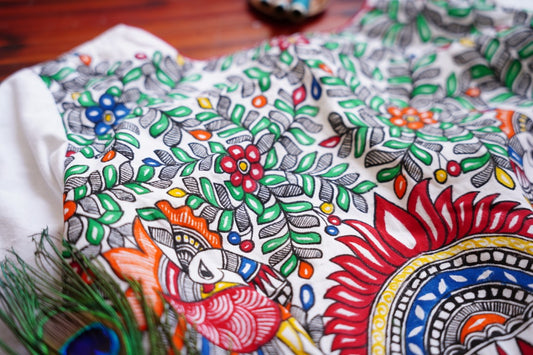Hand Painted Madhubani Readymade handloom cotton Blouse PC6753
