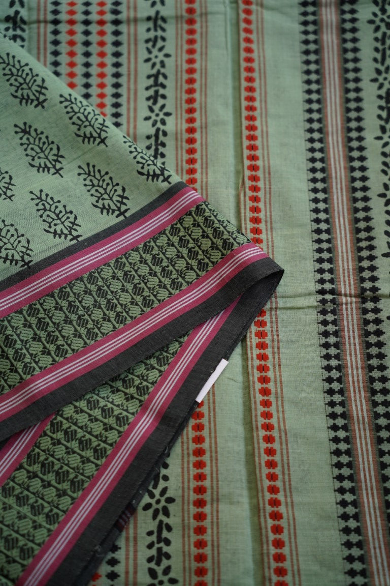 Block Printed Handloom Cotton Saree PC6851 (Without blouse)