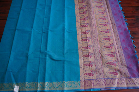 Blue Kovai handloom Cotton Saree PC2608 freeshipping - Parijat Collections