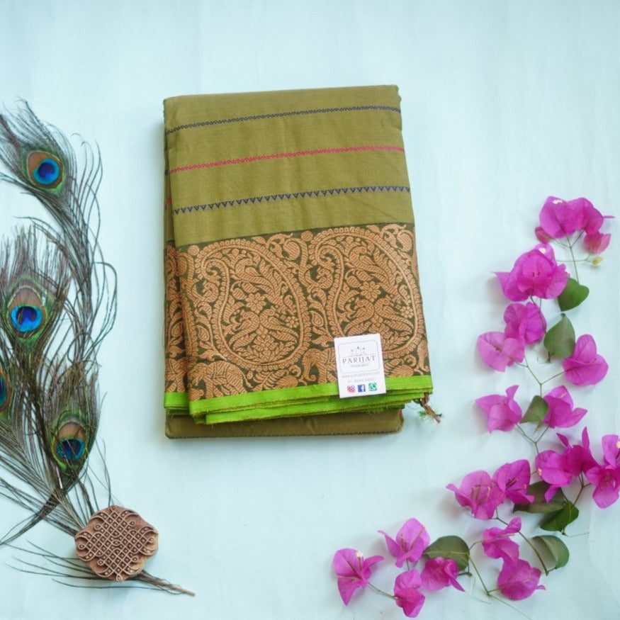 Chettinad handloom Cotton Saree With Thread Border PC9632