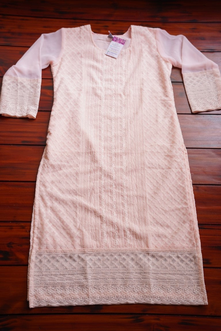 Ready made Chickan Kari Straight Kurti  PC8695