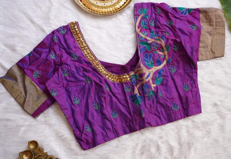 Embroidery Silk Blouse PC7229