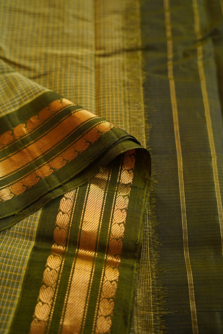 Gadwal handloom Cotton Saree Jari Silk border PC8849