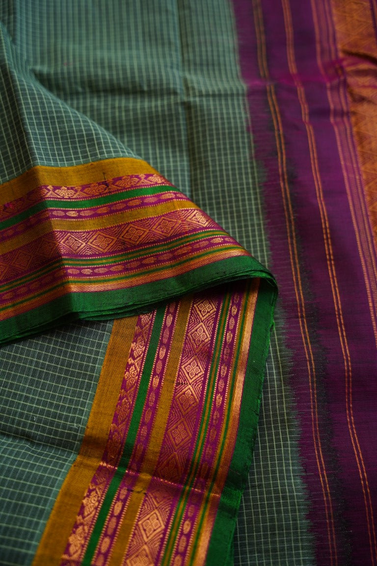 Gadwal handloom Cotton Saree Jari Silk border PC8851