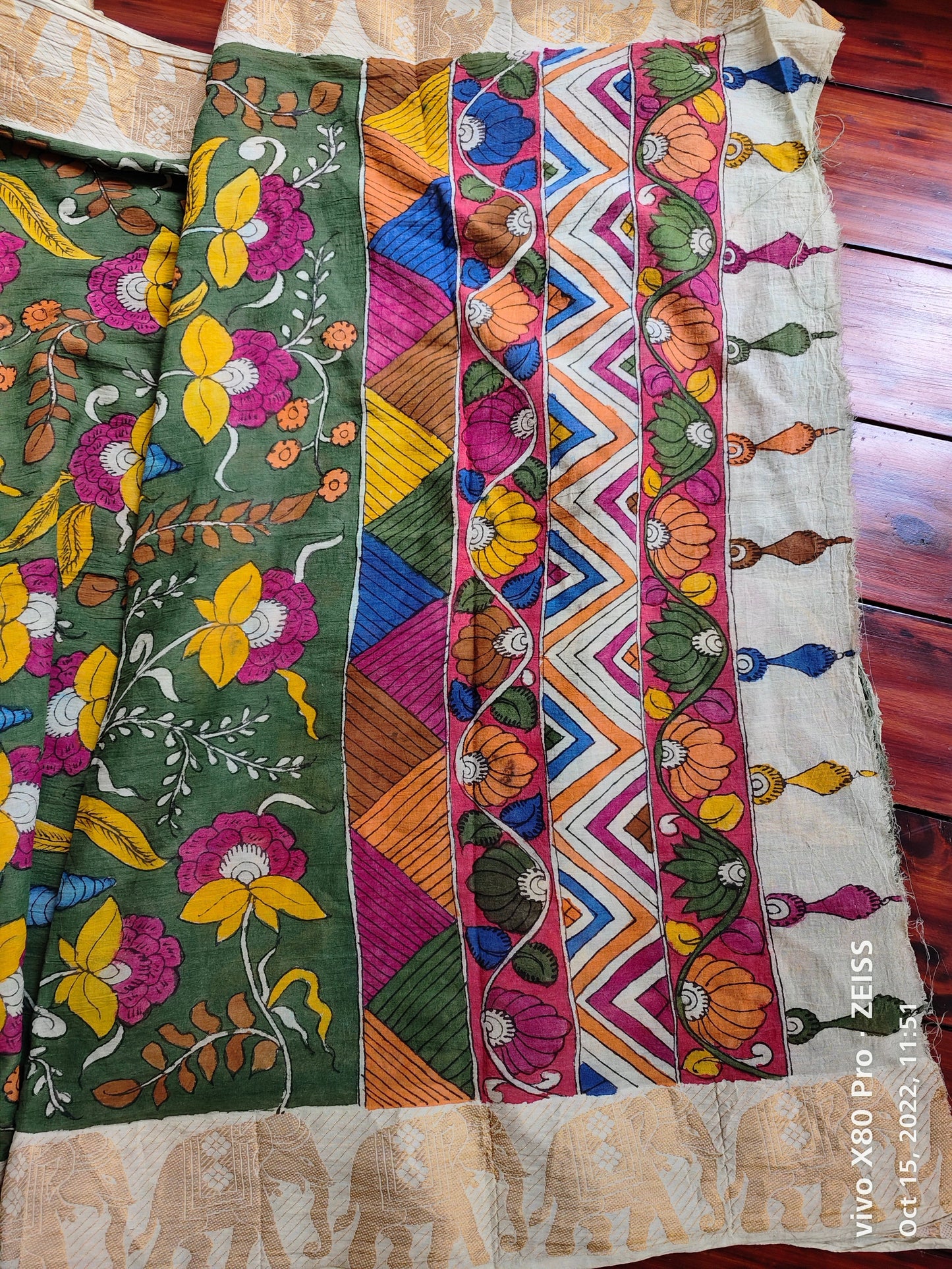 Kalamkari Hand Painted in Handloom Cotton Saree(WB) PC8576
