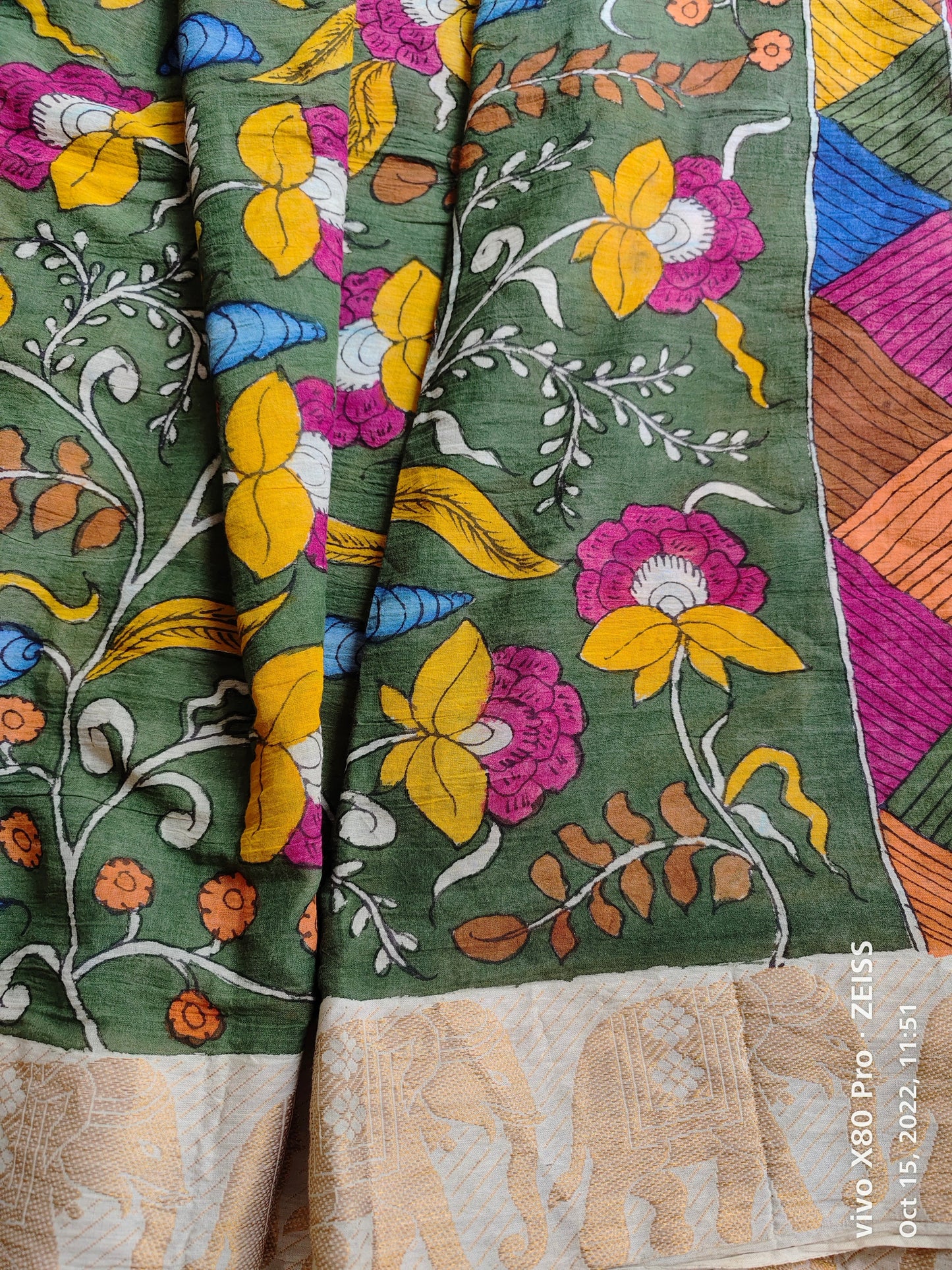 Kalamkari Hand Painted in Handloom Cotton Saree(WB) PC8576