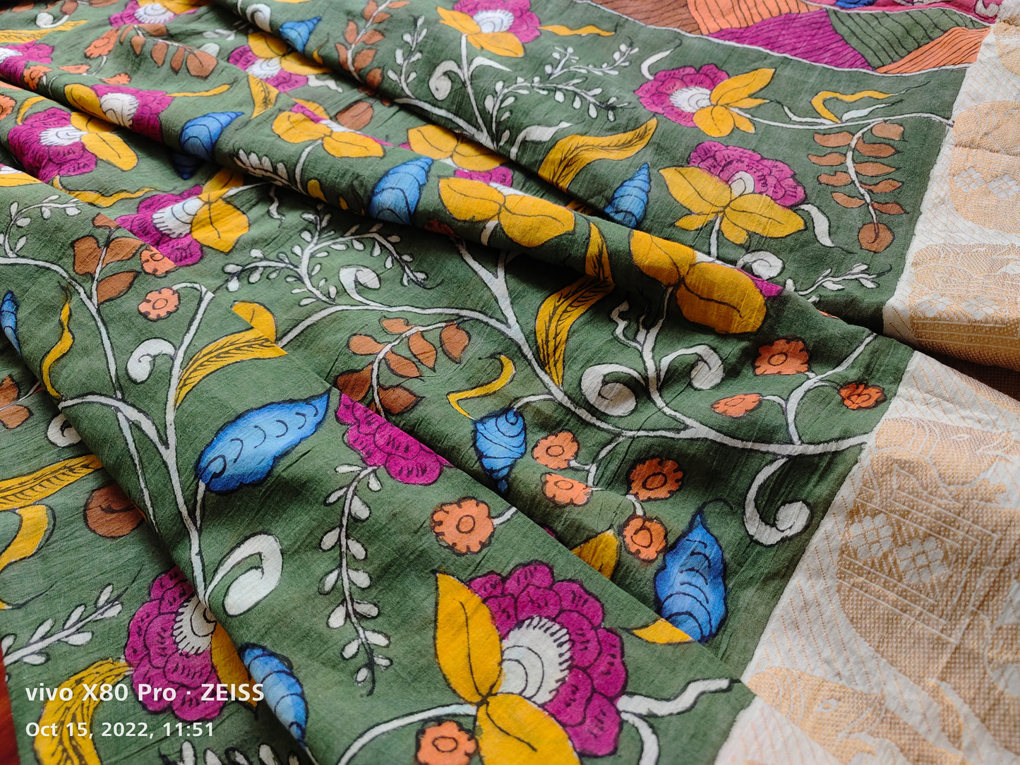 Kalamkari Hand Painted in Handloom Cotton Saree(WB) PC8576