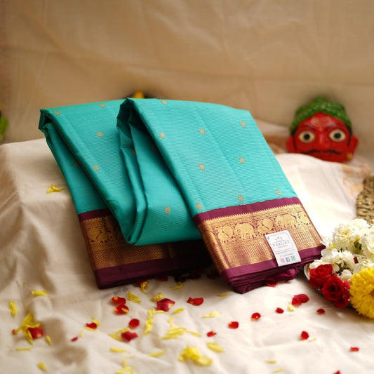 Sea Green Vairaoosi Kanchi Silk Saree PC11378
