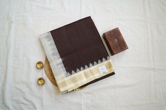 Kanchi Handloom Brown Silk Cotton Saree PC14462