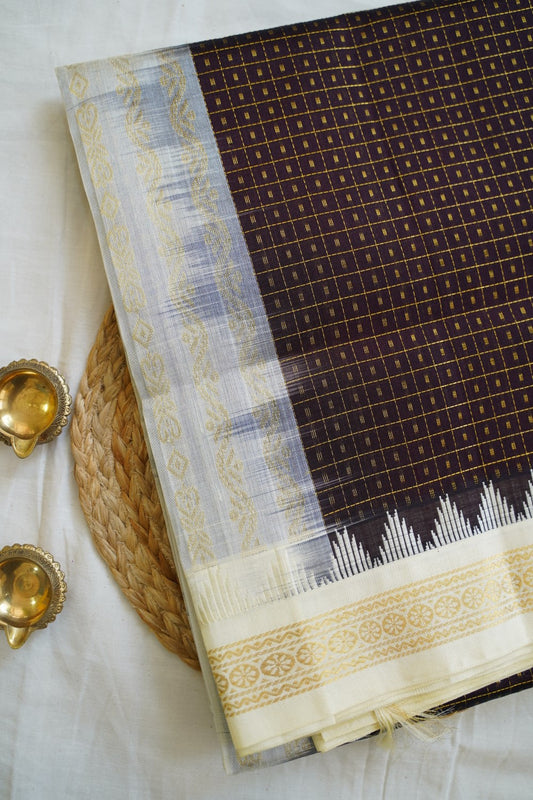 Kanchi Handloom Brown Silk Cotton Saree PC14462