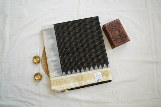 Kanchi Handloom Black Silk Cotton Saree PC14463
