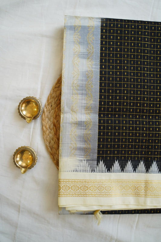 Kanchi Handloom Black Silk Cotton Saree PC14463