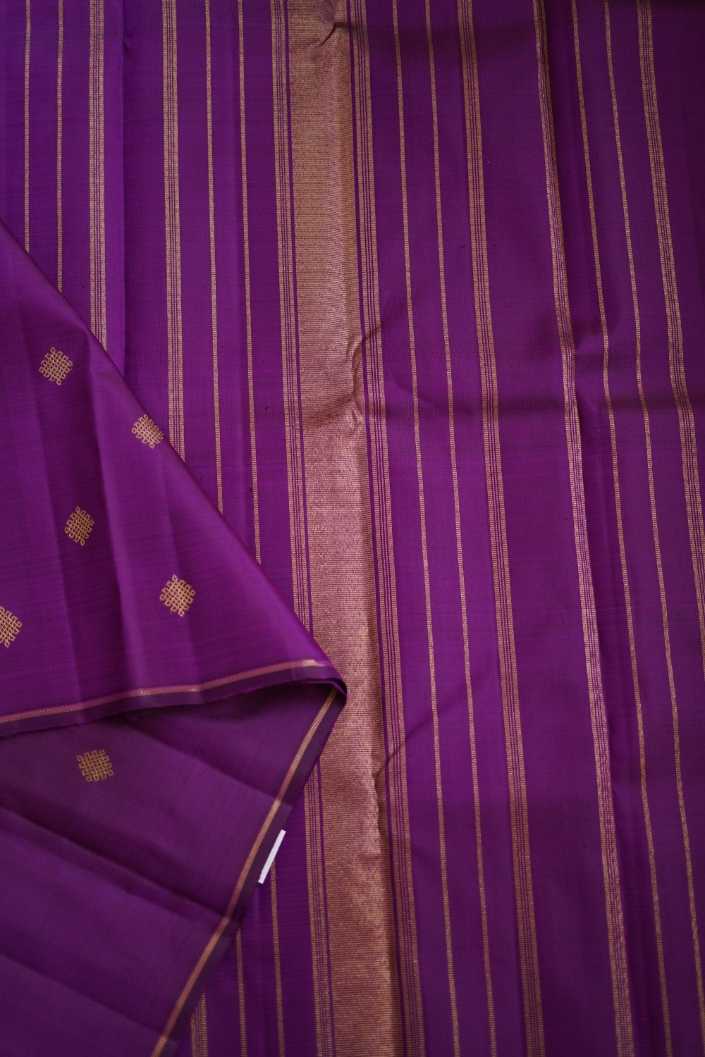 Purple Kolam Gold butta Pure Kanchi Silk Saree PC10137