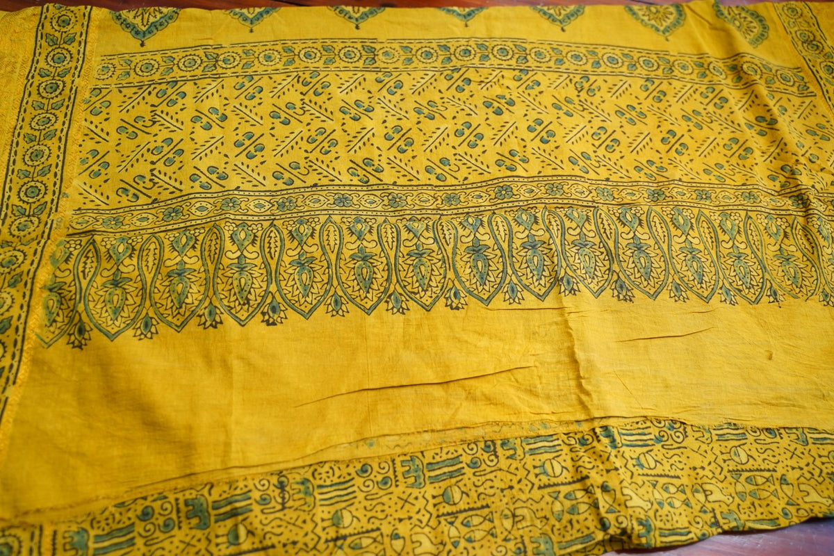Ajrakh Block Printed cotton Saree PC18161