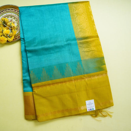 Sea Green  Kanchi Handloom Silk Cotton Saree PC10918