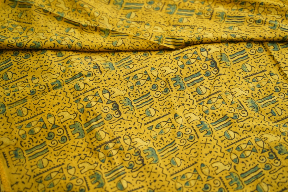 Ajrakh Block Printed cotton Saree PC18161