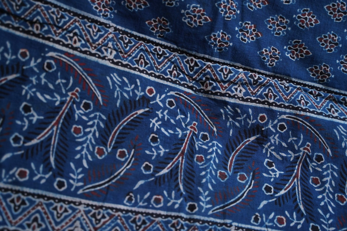 Ajrakh Block Printed cotton Saree PC18160