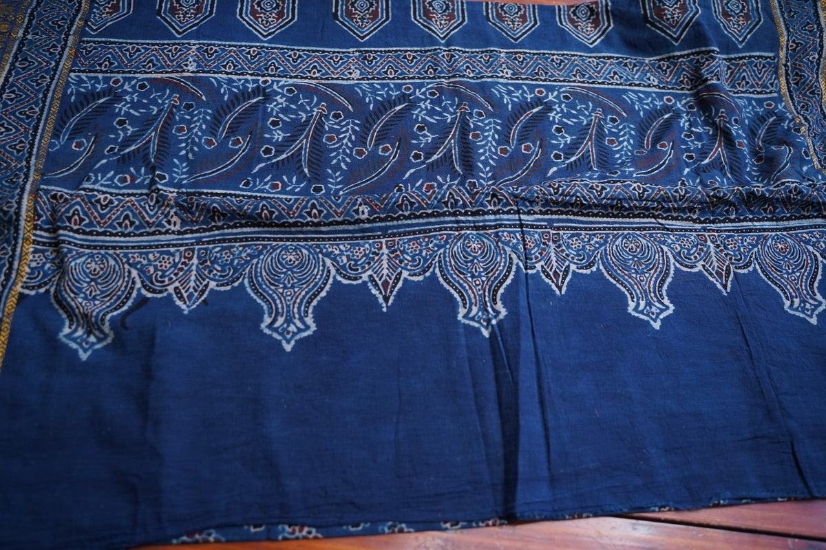Ajrakh Block Printed cotton Saree PC18160