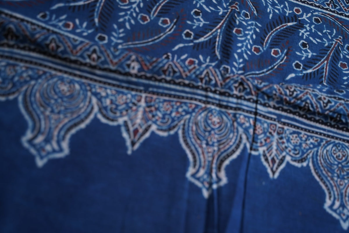 Ajrakh Block Printed cotton Saree PC18160