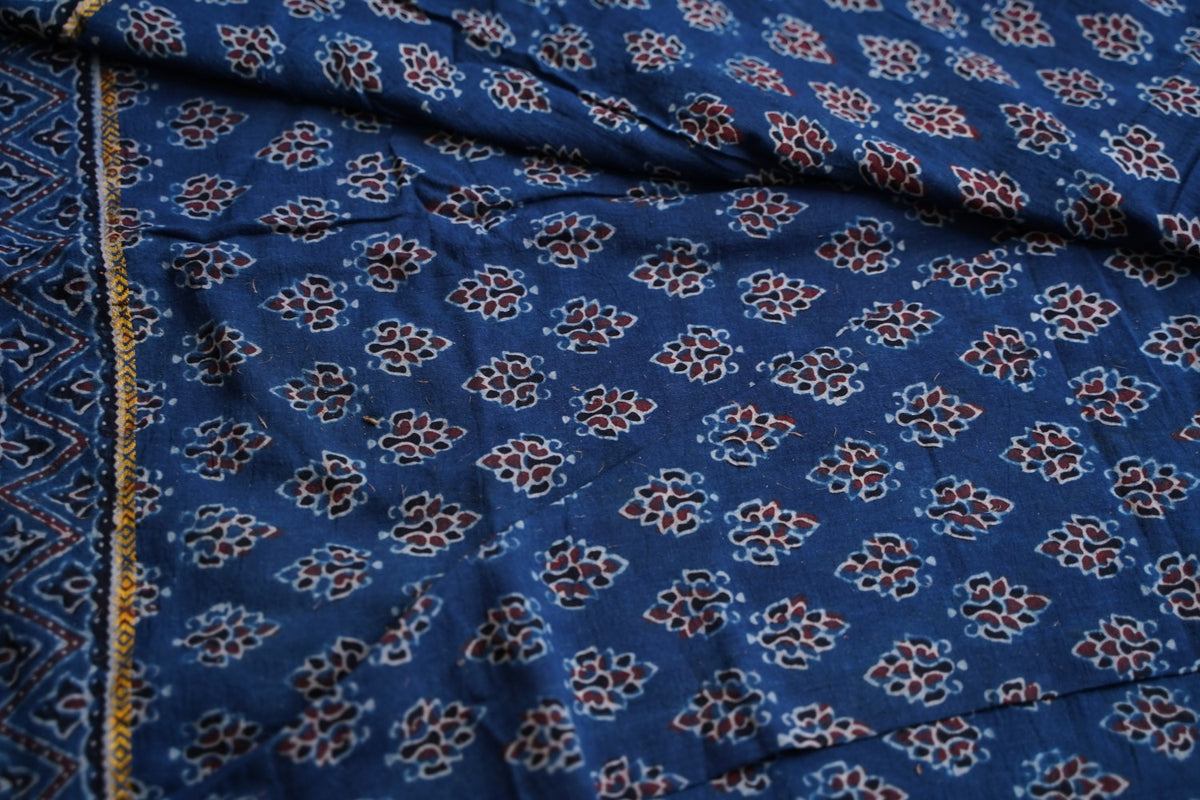 Ajrakh Block Printed cotton Saree PC18160