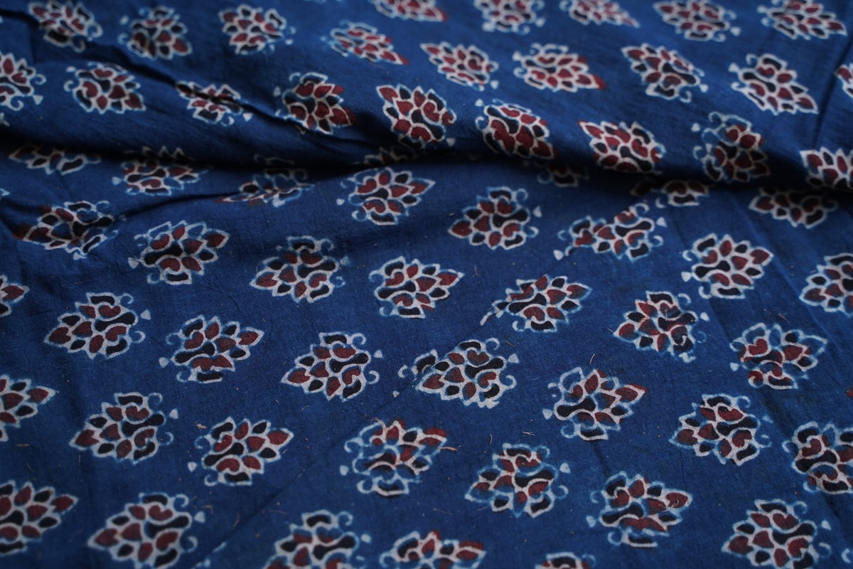 Ajrakh Block Printed cotton Saree PC18160