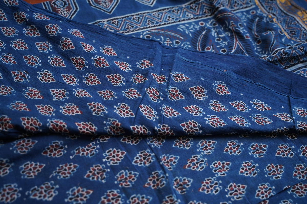 Ajrakh Block Printed cotton Saree PC18160