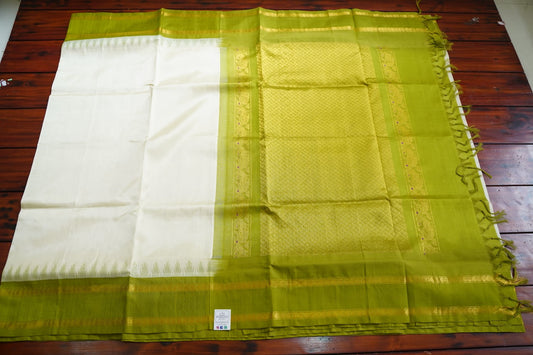 White  Kanchi Handloom Silk Cotton Saree PC10917