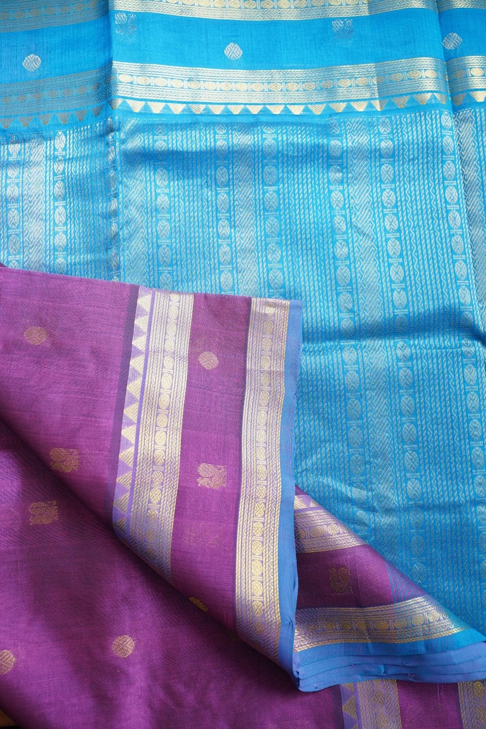 Purple Kanchi  Silk Cotton  Saree With Zari Border  PC11066