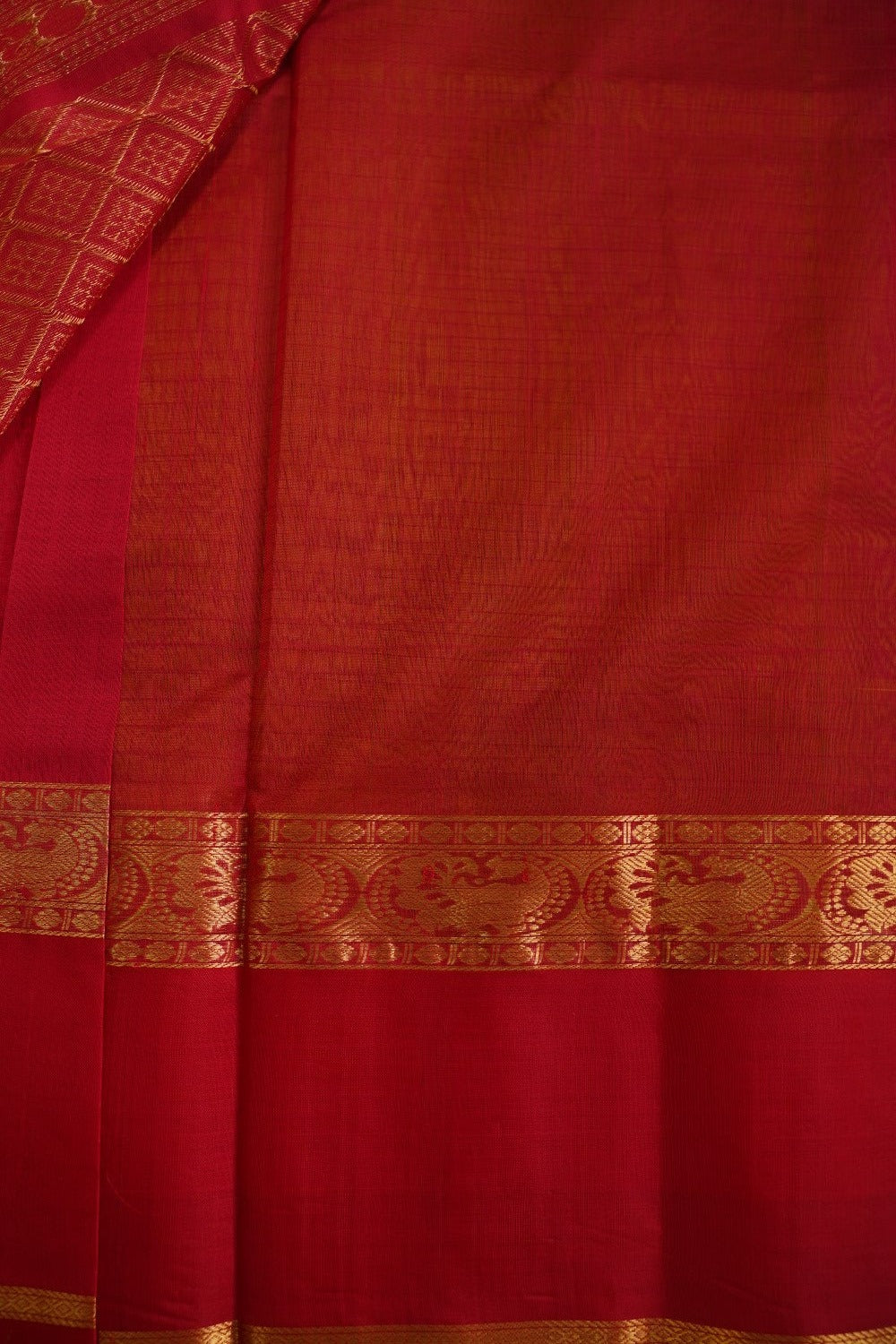 Fenugreek  Kanchi Checks  Silk Cotton  Saree With Zari Border  PC11088