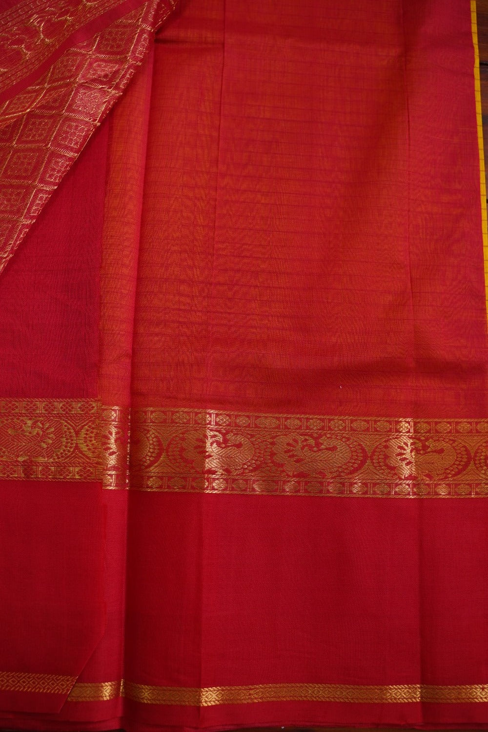 Yellow   Kanchi Checks  Silk Cotton  Saree With Zari Border  PC11087