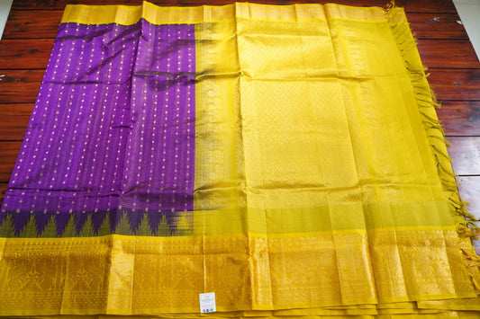 Purple  Kanchi  Silk Cotton  Saree With Zari Border  PC11023