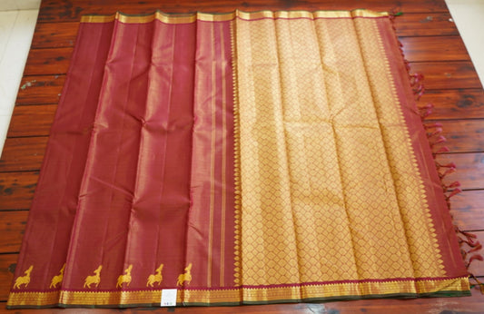 Black Narayanapet Checks  handloom Cotton Saree with Zari  border PC11143