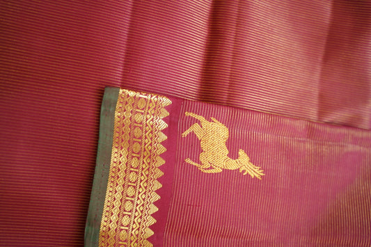 Orange Narayanapet Checks  handloom Cotton Saree with Zari  border PC11141