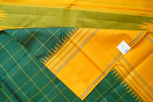 Half White  Narayanapet Checks  handloom Cotton Saree with Zari  border PC11137