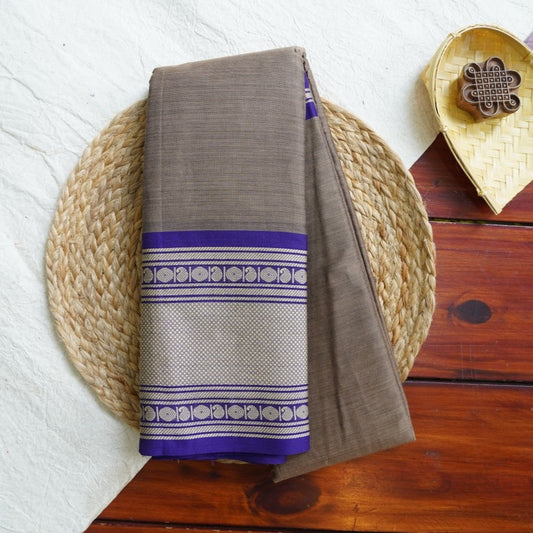 Grey  Narayanapet handloom Cotton Saree with Thread border PC11154