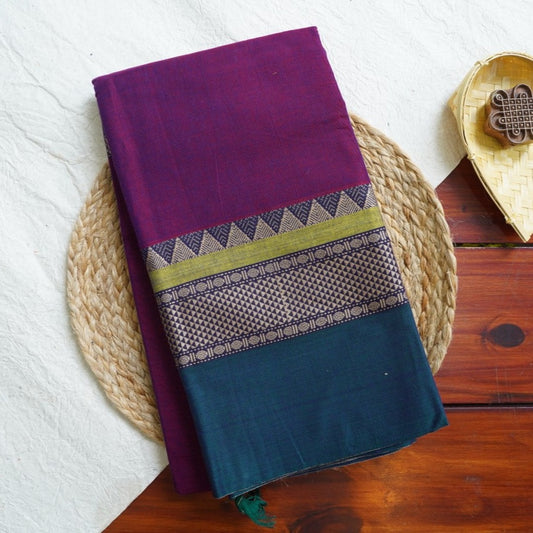 Purple  Narayanapet handloom Cotton Saree with Thread border PC11160