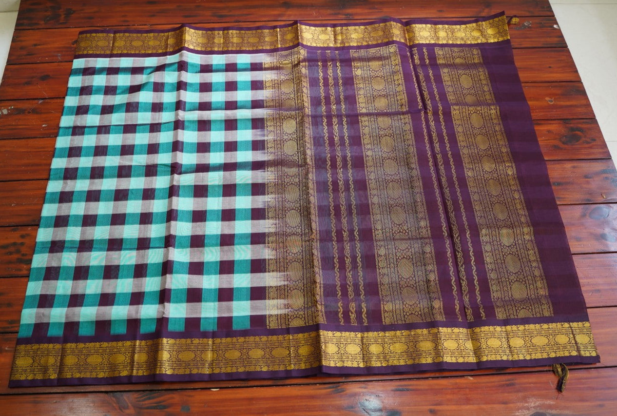 Half White Digital Printed Kanchi silk cotton saree PC11175