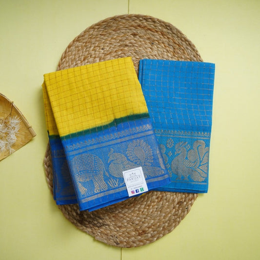 Yellow  Sungadi  Cotton Saree  With Blouse PC11218