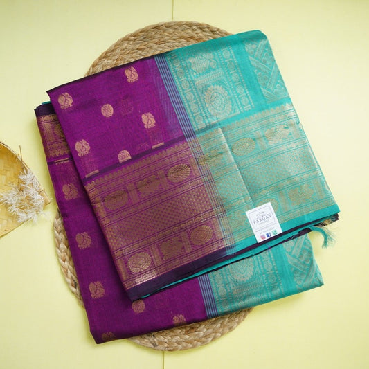 Purple Butta  Kanchi  Silk Cotton Saree With Zari Border PC11245