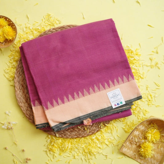 Onion Pink Ponduru handloom Cotton Saree  PC10803