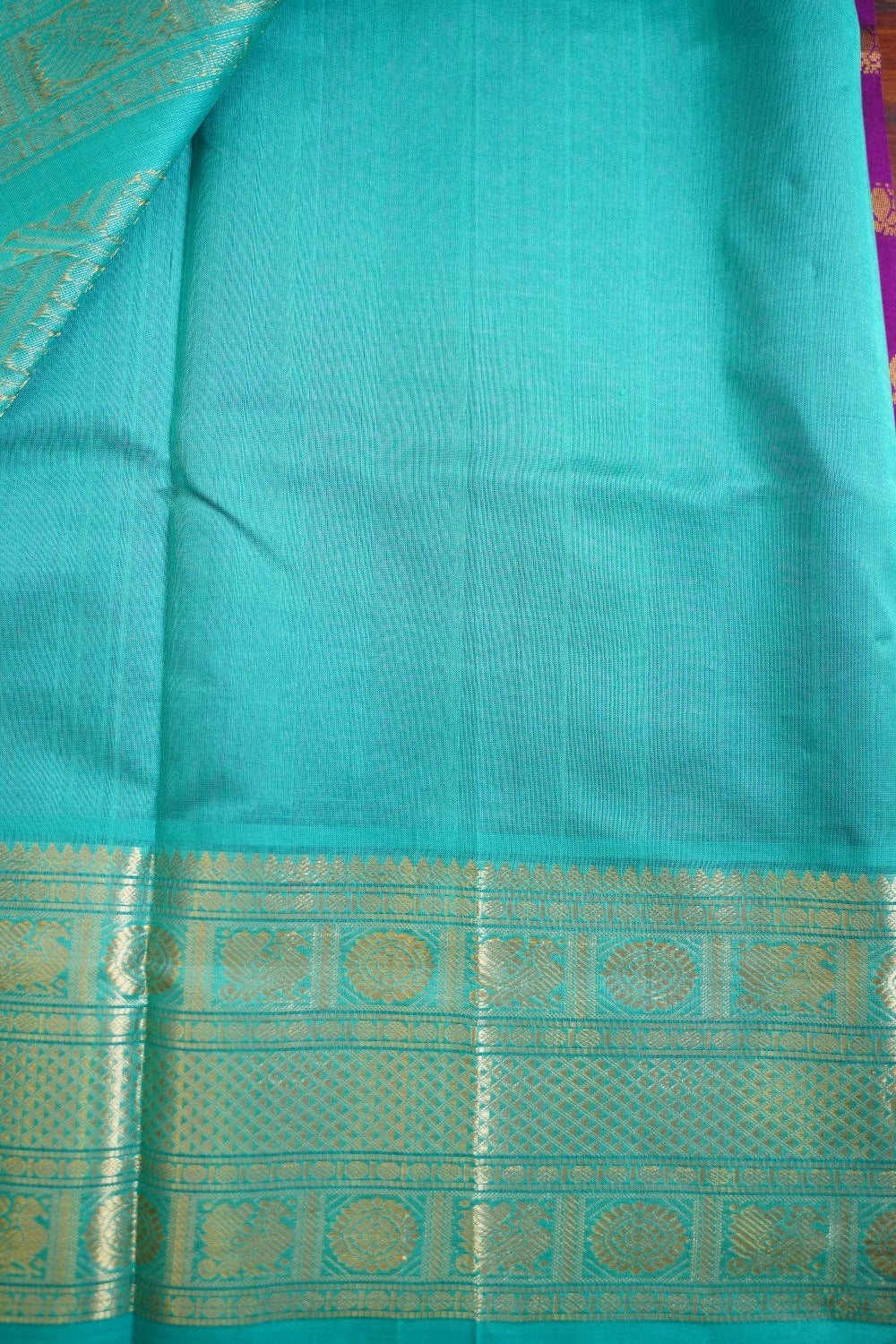 Purple Butta  Kanchi  Silk Cotton Saree With Zari Border PC11245