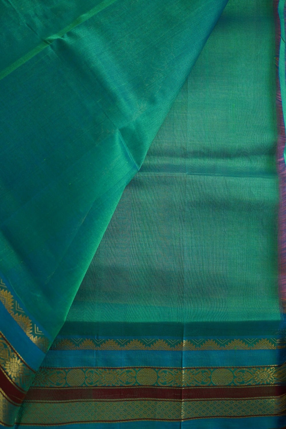Peachish Pink Kanchi  Silk Cotton Saree With Zari Border PC11262