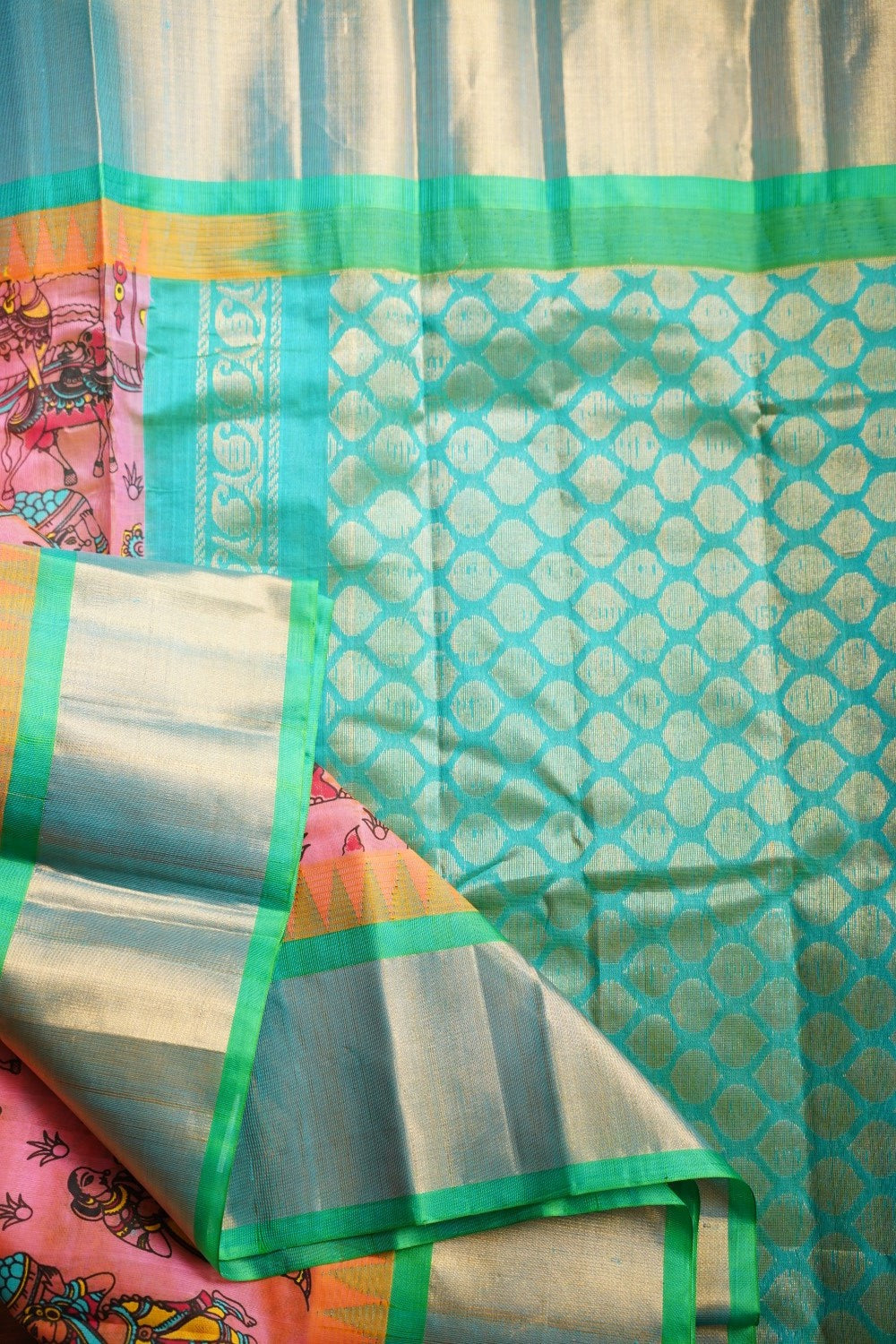 Peach Digital Printed Kanchi silk cotton saree PC10776