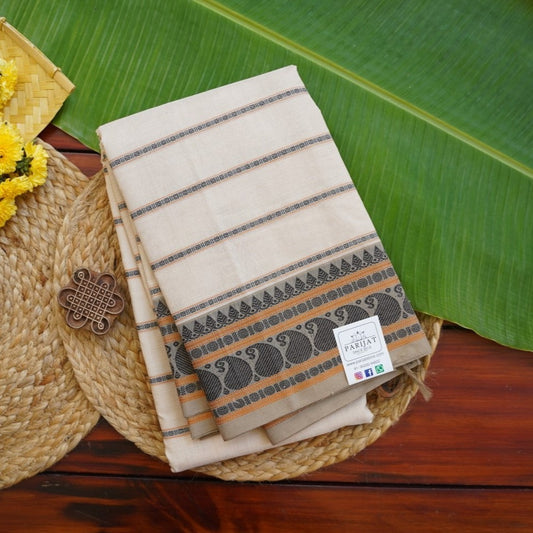 Off White Veldhari Kanchi handloom Cotton saree with Thread border PC11292