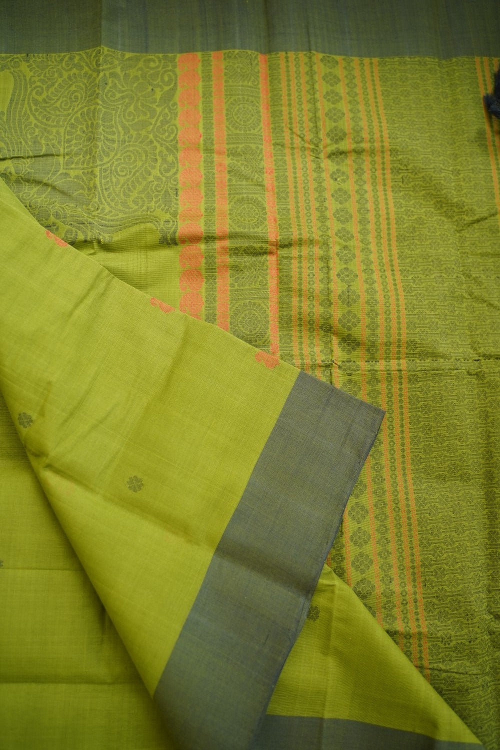 Green Gram  Kanchi handloom Cotton  Saree PC11287